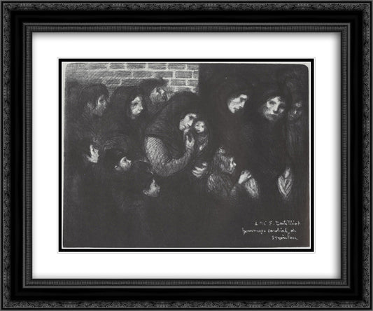 Les Veuves De Courrieres 24x20 Black Ornate Wood Framed Art Print Poster with Double Matting by Steinlen, Theophile