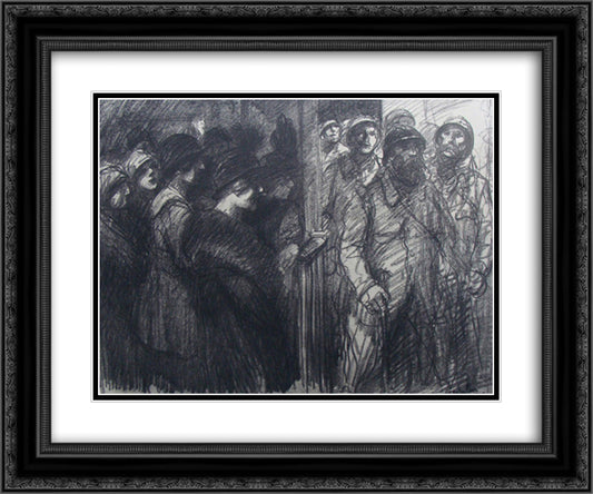 Les Voilas 24x20 Black Ornate Wood Framed Art Print Poster with Double Matting by Steinlen, Theophile
