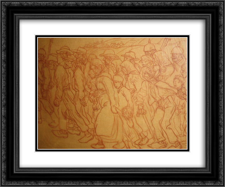 Les-Otages-Civil 24x20 Black Ornate Wood Framed Art Print Poster with Double Matting by Steinlen, Theophile