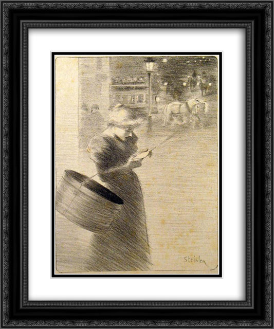 Lettre a Ninon 20x24 Black Ornate Wood Framed Art Print Poster with Double Matting by Steinlen, Theophile