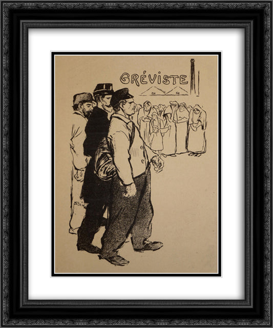 Lettre d'un Greviste 20x24 Black Ornate Wood Framed Art Print Poster with Double Matting by Steinlen, Theophile