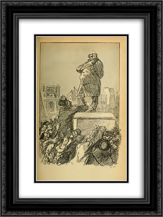 L'Homme De Bronze 18x24 Black Ornate Wood Framed Art Print Poster with Double Matting by Steinlen, Theophile