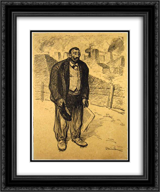 L'Honnete Ouvrier 20x24 Black Ornate Wood Framed Art Print Poster with Double Matting by Steinlen, Theophile