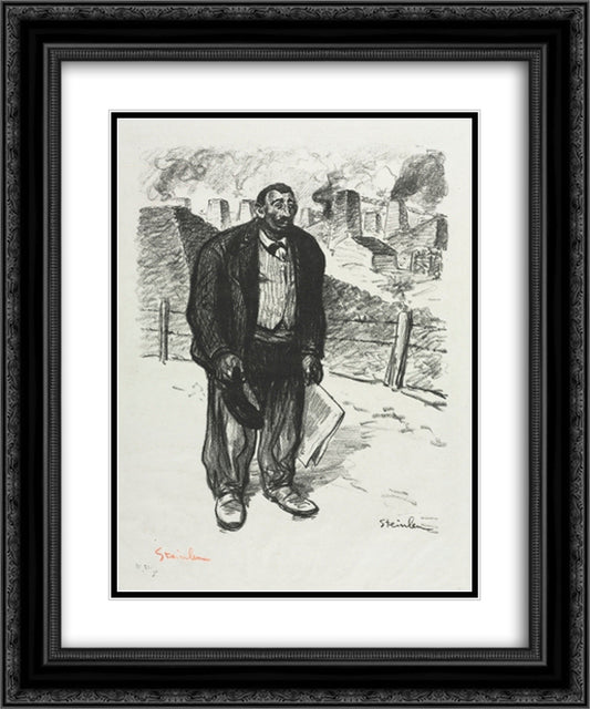 L'Honnete Ouvrier 20x24 Black Ornate Wood Framed Art Print Poster with Double Matting by Steinlen, Theophile