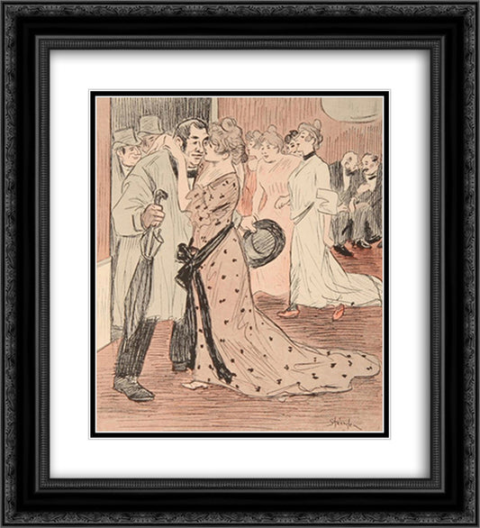 L'Honneur du Patron 20x22 Black Ornate Wood Framed Art Print Poster with Double Matting by Steinlen, Theophile