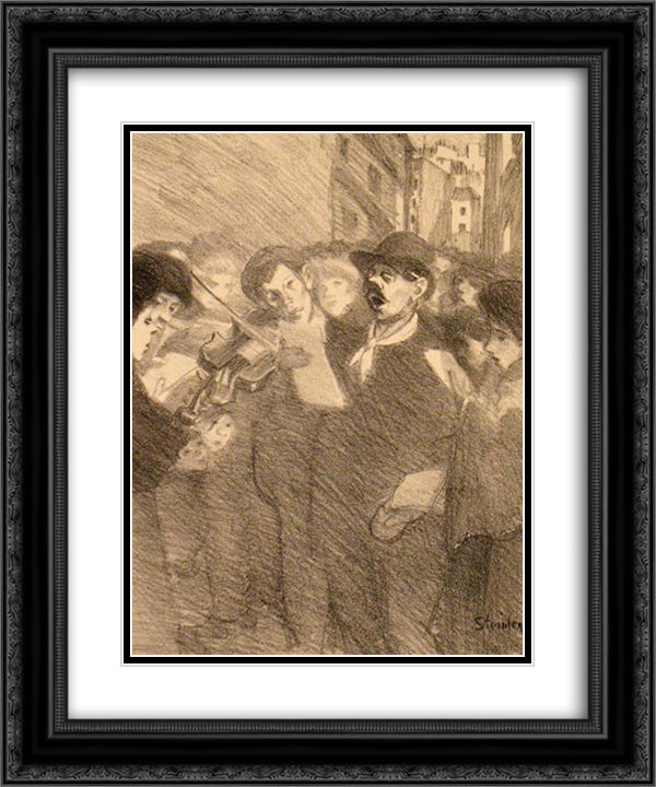 L'Ile des Baisers 20x24 Black Ornate Wood Framed Art Print Poster with Double Matting by Steinlen, Theophile