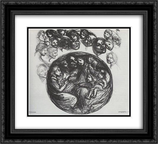 L'Orphelinat des Arts 22x20 Black Ornate Wood Framed Art Print Poster with Double Matting by Steinlen, Theophile