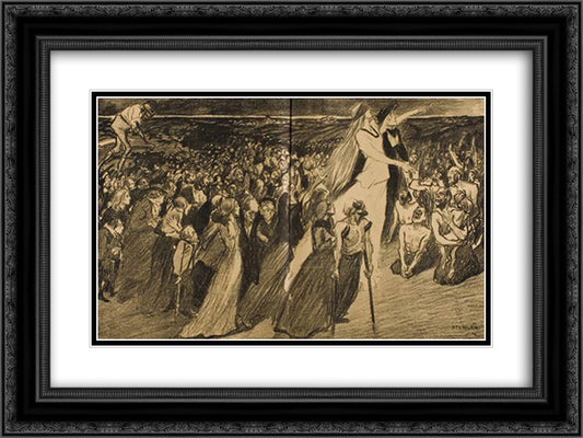 Lourdes 24x18 Black Ornate Wood Framed Art Print Poster with Double Matting by Steinlen, Theophile
