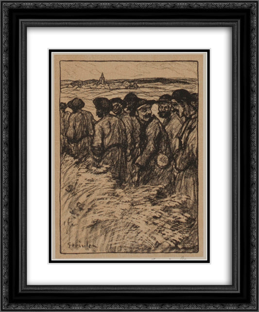 L'Train des Geules Noires 20x24 Black Ornate Wood Framed Art Print Poster with Double Matting by Steinlen, Theophile