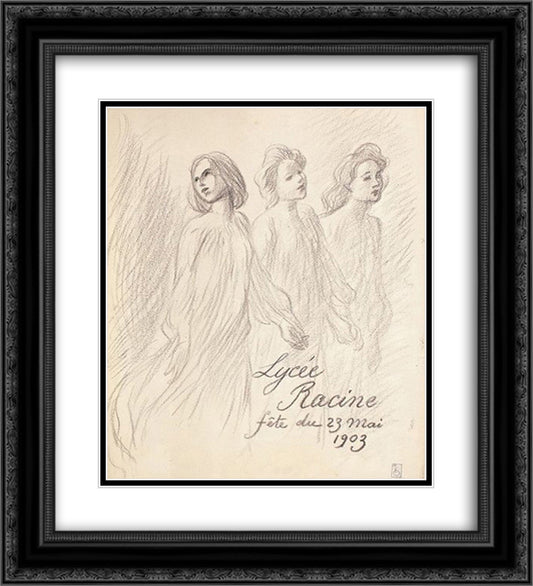 Lycee Racine 20x22 Black Ornate Wood Framed Art Print Poster with Double Matting by Steinlen, Theophile