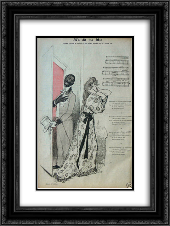 Ma Dit Ma Mie 18x24 Black Ornate Wood Framed Art Print Poster with Double Matting by Steinlen, Theophile