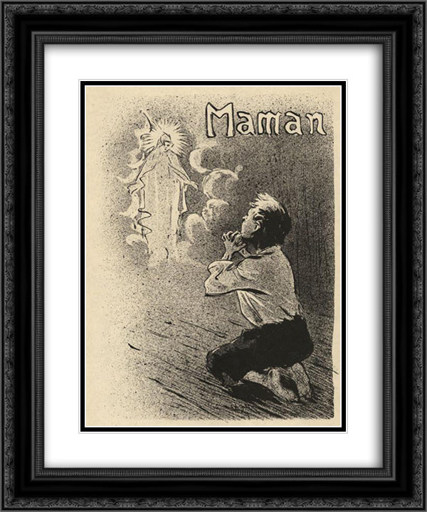 Maman 20x24 Black Ornate Wood Framed Art Print Poster with Double Matting by Steinlen, Theophile