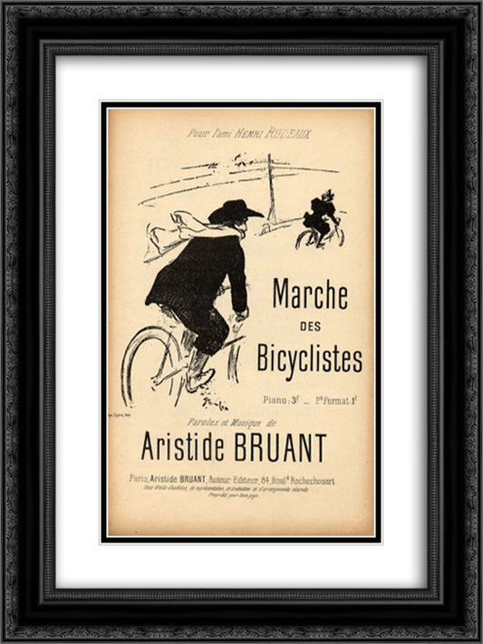 Marche Des Bicyclistes 18x24 Black Ornate Wood Framed Art Print Poster with Double Matting by Steinlen, Theophile