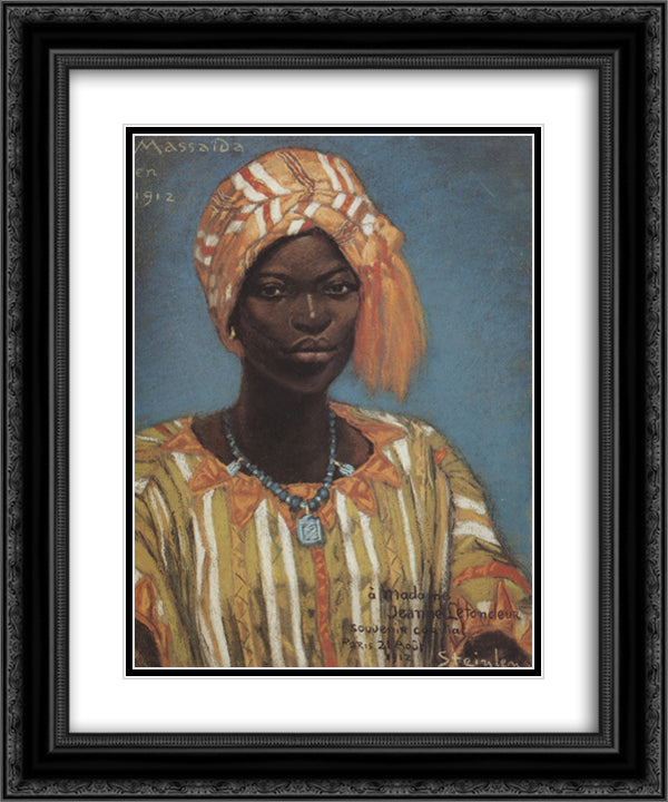 Massaida 20x24 Black Ornate Wood Framed Art Print Poster with Double Matting by Steinlen, Theophile