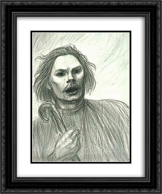 Maxim Gorki study 20x24 Black Ornate Wood Framed Art Print Poster with Double Matting by Steinlen, Theophile
