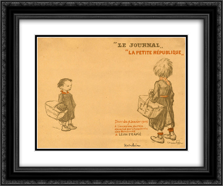 Menu Leon Frapie 24x20 Black Ornate Wood Framed Art Print Poster with Double Matting by Steinlen, Theophile