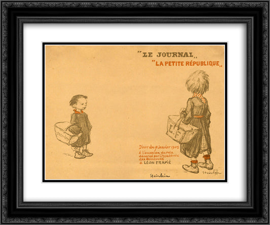 Menu Leon Frapie 24x20 Black Ornate Wood Framed Art Print Poster with Double Matting by Steinlen, Theophile