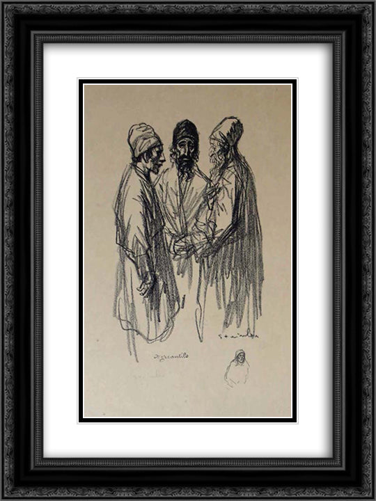 Mercantils 18x24 Black Ornate Wood Framed Art Print Poster with Double Matting by Steinlen, Theophile