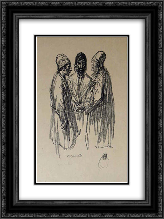 Mercantils 18x24 Black Ornate Wood Framed Art Print Poster with Double Matting by Steinlen, Theophile