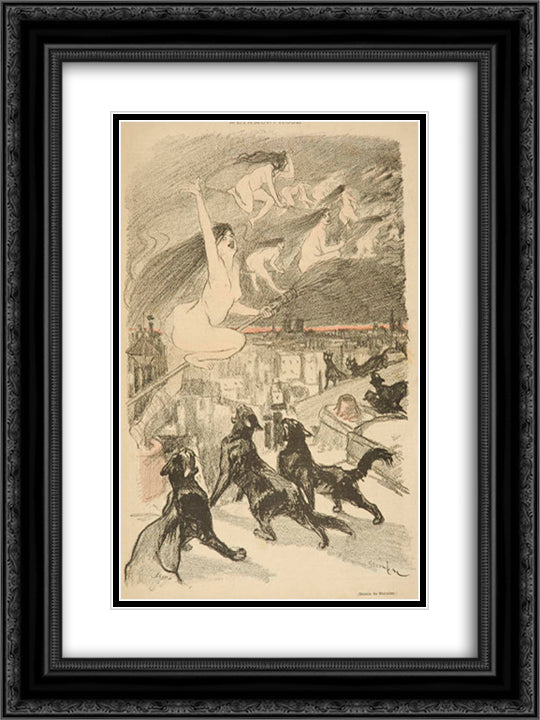 Metamorphose 18x24 Black Ornate Wood Framed Art Print Poster with Double Matting by Steinlen, Theophile