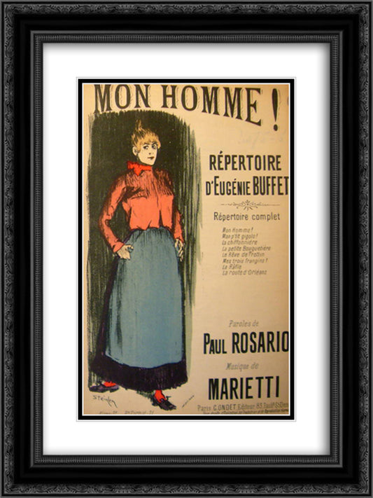 Mon Homme 18x24 Black Ornate Wood Framed Art Print Poster with Double Matting by Steinlen, Theophile