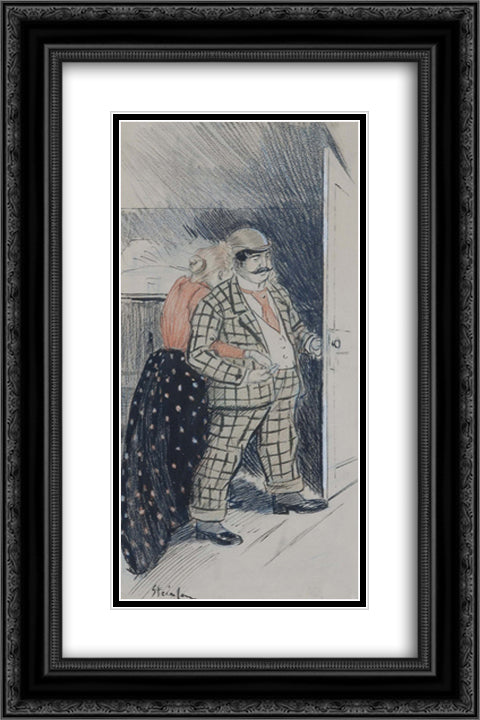 Mon Petit Homme 16x24 Black Ornate Wood Framed Art Print Poster with Double Matting by Steinlen, Theophile