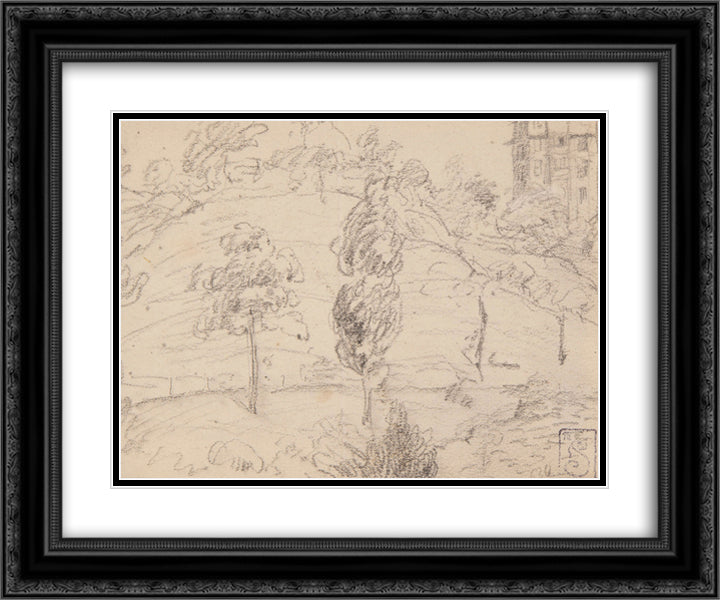 Montmartre 24x20 Black Ornate Wood Framed Art Print Poster with Double Matting by Steinlen, Theophile
