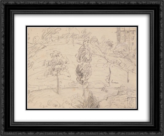 Montmartre 24x20 Black Ornate Wood Framed Art Print Poster with Double Matting by Steinlen, Theophile