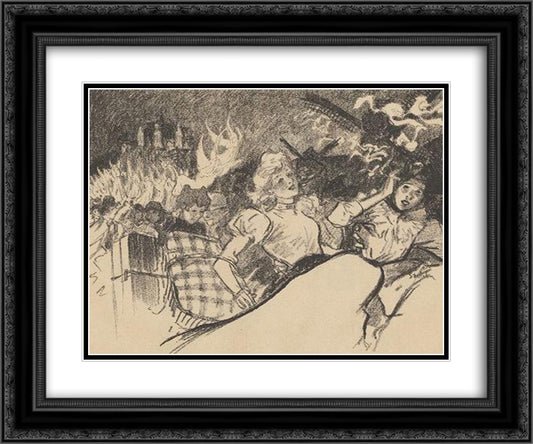 Montmartre 24x20 Black Ornate Wood Framed Art Print Poster with Double Matting by Steinlen, Theophile