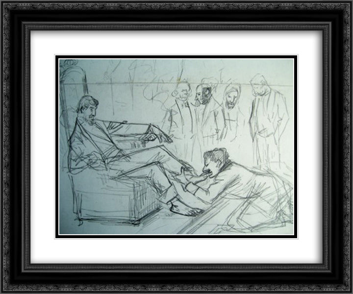 Morticoles 24x20 Black Ornate Wood Framed Art Print Poster with Double Matting by Steinlen, Theophile