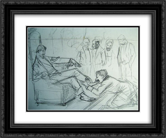 Morticoles 24x20 Black Ornate Wood Framed Art Print Poster with Double Matting by Steinlen, Theophile