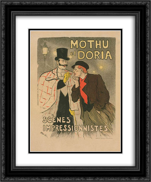 Mothu et Doria 20x24 Black Ornate Wood Framed Art Print Poster with Double Matting by Steinlen, Theophile