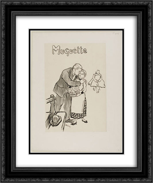 Muguette 20x24 Black Ornate Wood Framed Art Print Poster with Double Matting by Steinlen, Theophile
