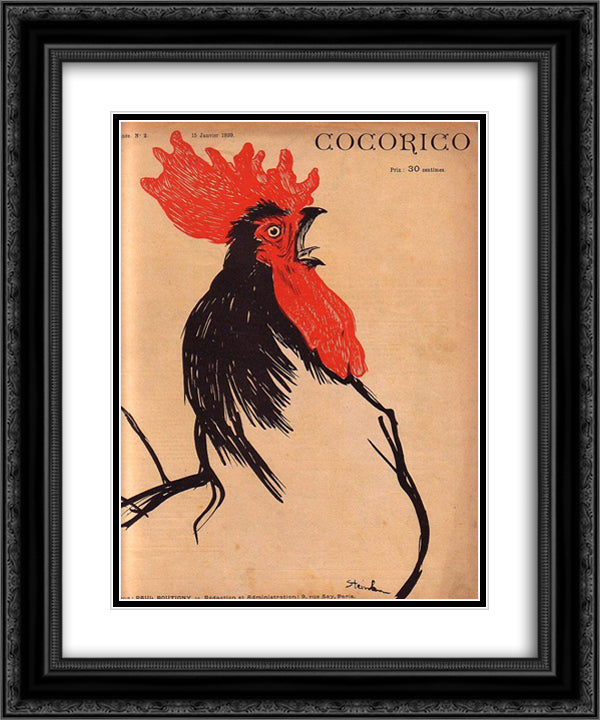 No 20x24 Black Ornate Wood Framed Art Print Poster with Double Matting by Steinlen, Theophile