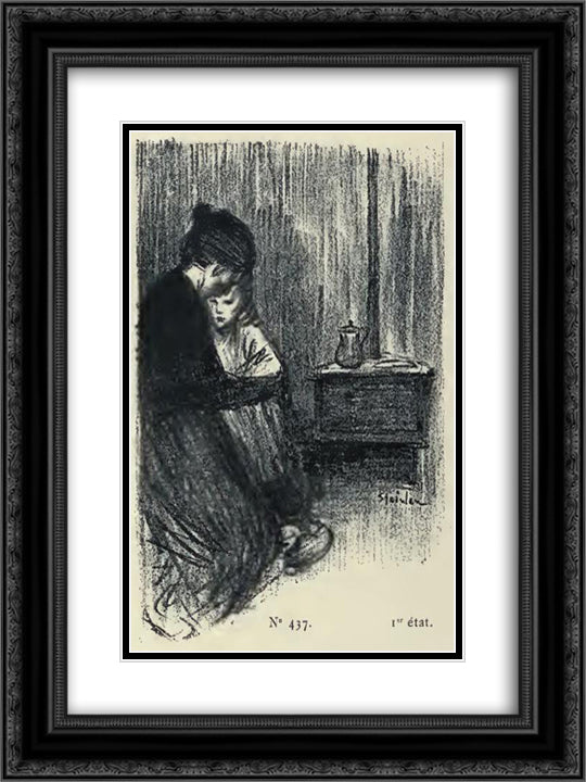 Noel 18x24 Black Ornate Wood Framed Art Print Poster with Double Matting by Steinlen, Theophile
