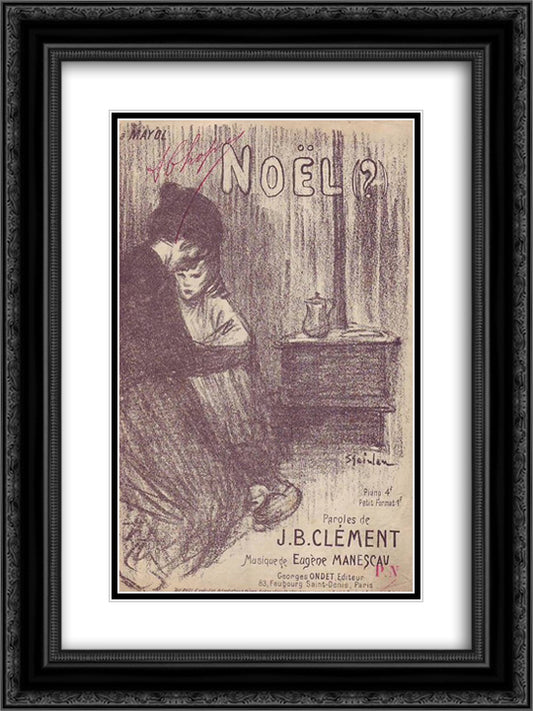 Noel 18x24 Black Ornate Wood Framed Art Print Poster with Double Matting by Steinlen, Theophile