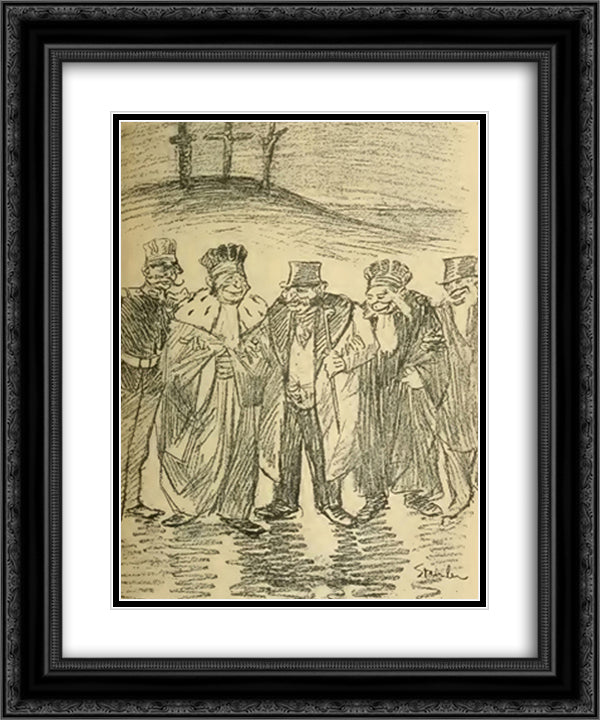 Noel Rouge 20x24 Black Ornate Wood Framed Art Print Poster with Double Matting by Steinlen, Theophile