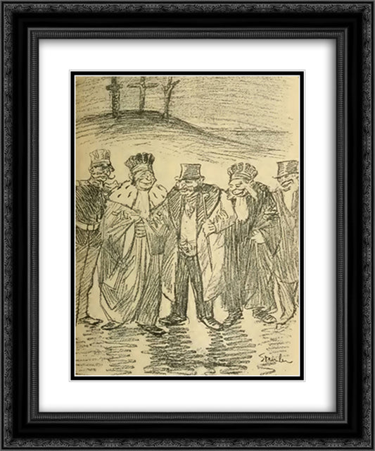 Noel Rouge 20x24 Black Ornate Wood Framed Art Print Poster with Double Matting by Steinlen, Theophile