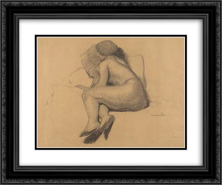 Nu de Dos 24x20 Black Ornate Wood Framed Art Print Poster with Double Matting by Steinlen, Theophile