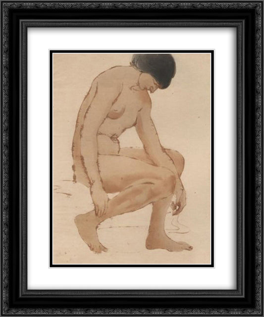Nude 20x24 Black Ornate Wood Framed Art Print Poster with Double Matting by Steinlen, Theophile