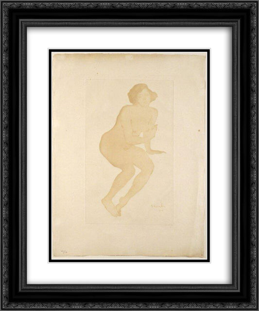 Nude etching 20x24 Black Ornate Wood Framed Art Print Poster with Double Matting by Steinlen, Theophile