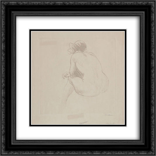 Nude from Behind 20x20 Black Ornate Wood Framed Art Print Poster with Double Matting by Steinlen, Theophile