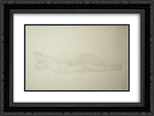 Nude pencil 24x18 Black Ornate Wood Framed Art Print Poster with Double Matting by Steinlen, Theophile