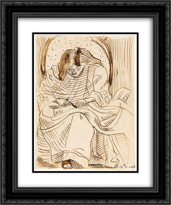 Nude with disheveled hair 20x24 Black Ornate Wood Framed Art Print Poster with Double Matting by Steinlen, Theophile