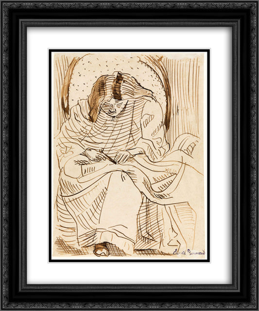 Nude with disheveled hair 20x24 Black Ornate Wood Framed Art Print Poster with Double Matting by Steinlen, Theophile