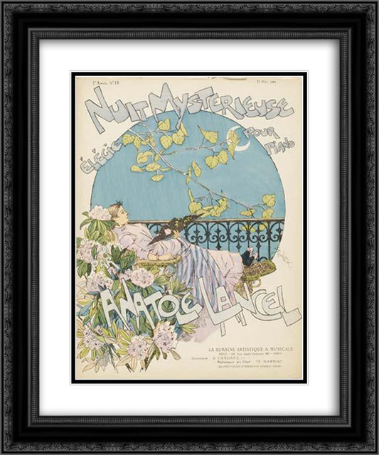 Nuit Mysterieuse 20x24 Black Ornate Wood Framed Art Print Poster with Double Matting by Steinlen, Theophile