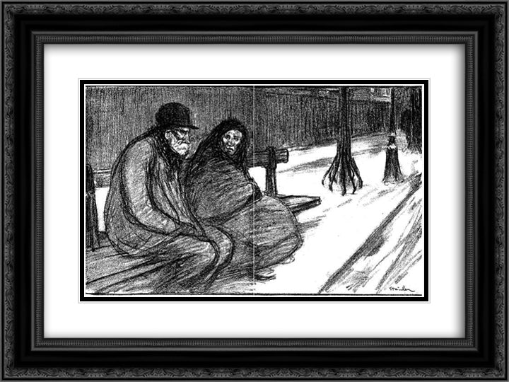 Numero un 24x18 Black Ornate Wood Framed Art Print Poster with Double Matting by Steinlen, Theophile