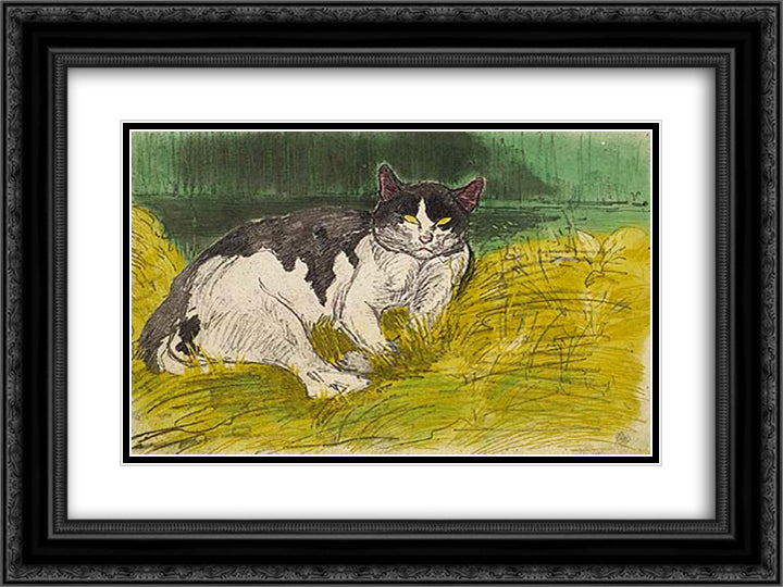 Old Cat 24x18 Black Ornate Wood Framed Art Print Poster with Double Matting by Steinlen, Theophile