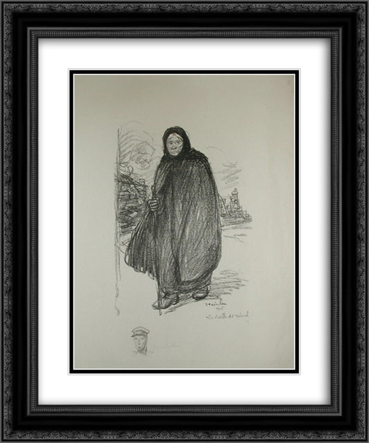 Old woman 20x24 Black Ornate Wood Framed Art Print Poster with Double Matting by Steinlen, Theophile