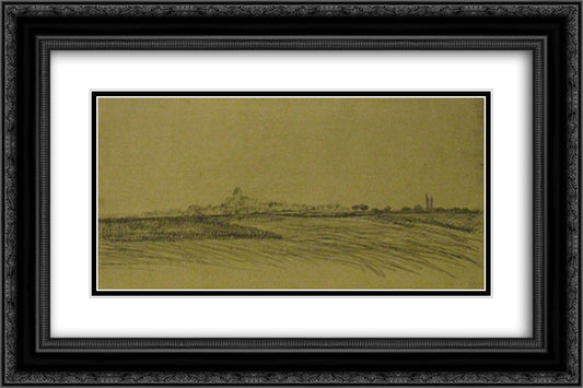 Paysage 24x16 Black Ornate Wood Framed Art Print Poster with Double Matting by Steinlen, Theophile